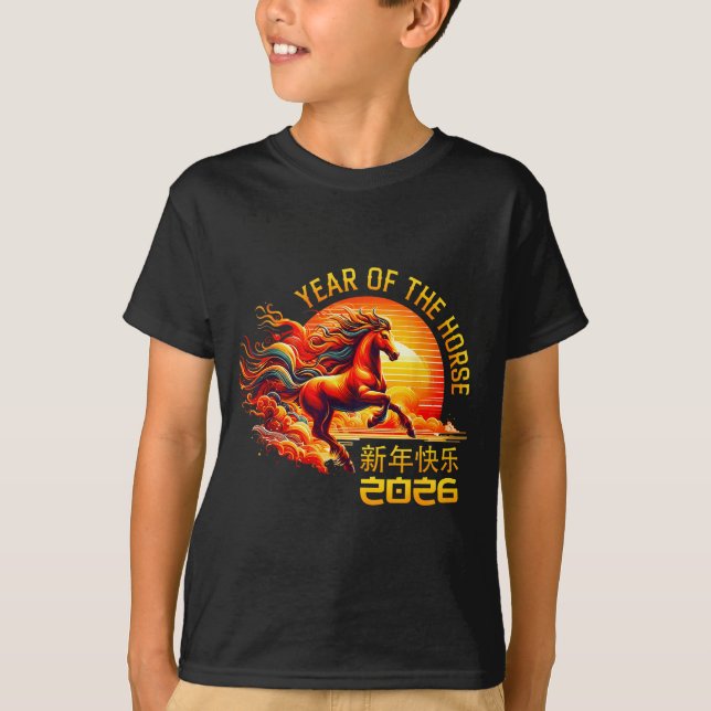 T-shirt Year Of The Horse Chinese Lunar New Year 2026 Fire (Devant)