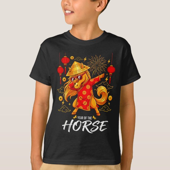 T-shirt Year Of The Horse Dabbing Zodiac Horse Chinese New (Devant)