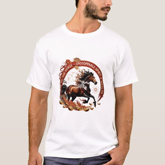 T-shirt Year of the Horse Flame, Lunar Zodiac Gift (Devant)