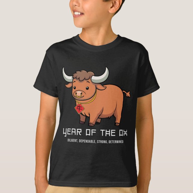 T-shirt Year Of The Ox Cute Kawaii Chinese Zodiac Chinese  (Devant)