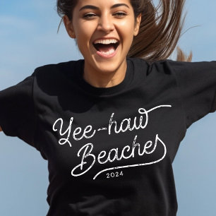 T-shirt Yee-haw Plages Personnalisé Correspondant Vacances