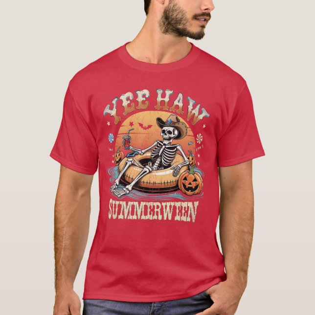 T-shirt Yee Haw Summerween Cowboy Skeleton Western Hallowe (Devant)