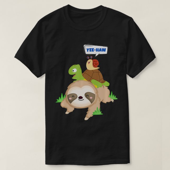 T-shirt YeeHaw Sloth Turtel and Snail (Design devant)