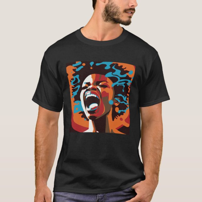 T-shirt Yelling African American Woman Afro Black Pride &  (Devant)
