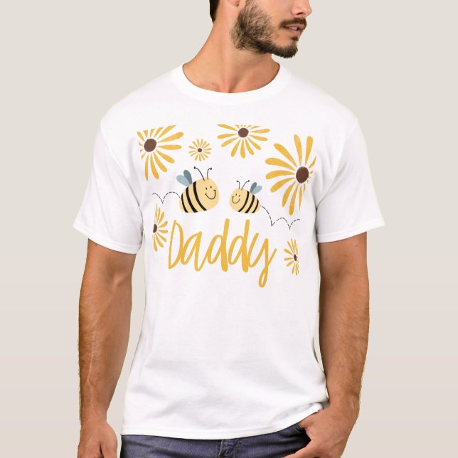 T-shirt Yellow Bee Sunflower papa de la fille d'anniversai (Devant)