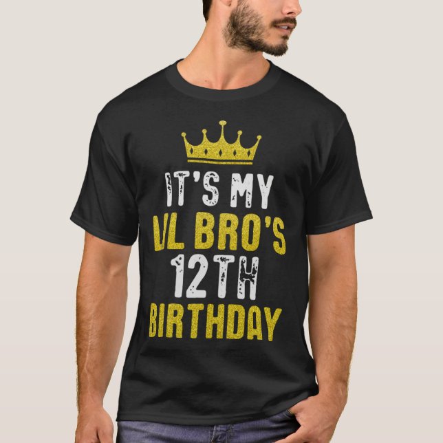 T-shirt Yellow Crown 12th Bday For Brother From Sister Bro (Devant)