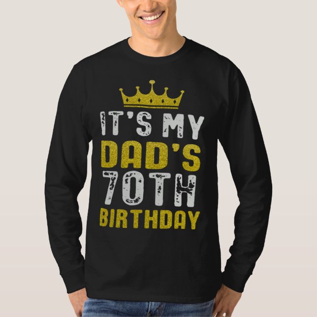 T-shirt Yellow Crown 70th Bday For Dad From Son Daughter (Devant)