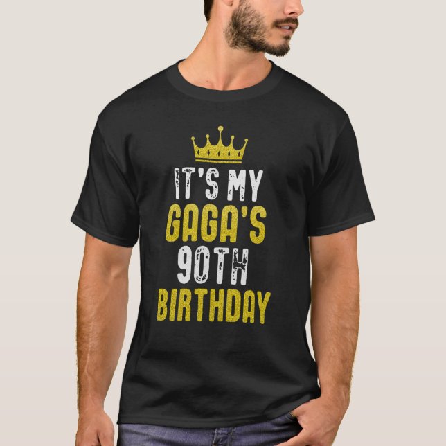 T-shirt Yellow Crown 90th Bday For GAGA From grandchild (Devant)