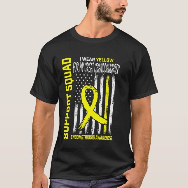 T-shirt Yellow Endometriosis Awareness Great Granddaughter (Devant)