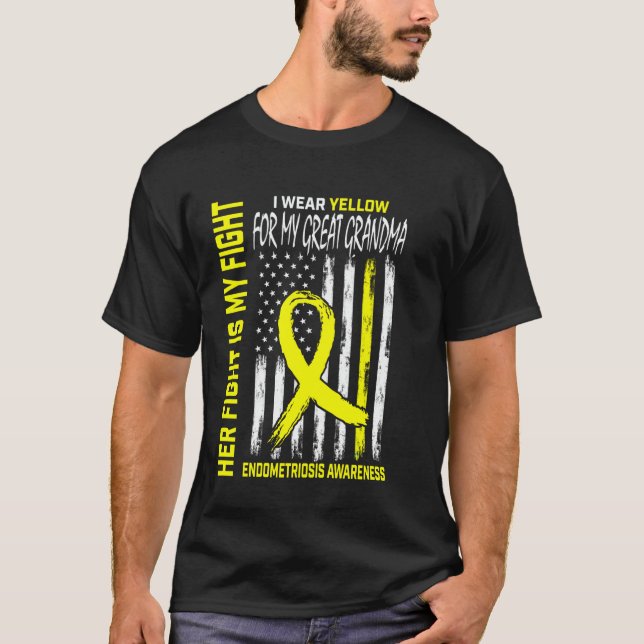 T-shirt Yellow Endometriosis Awareness Great Grandma Flag  (Devant)