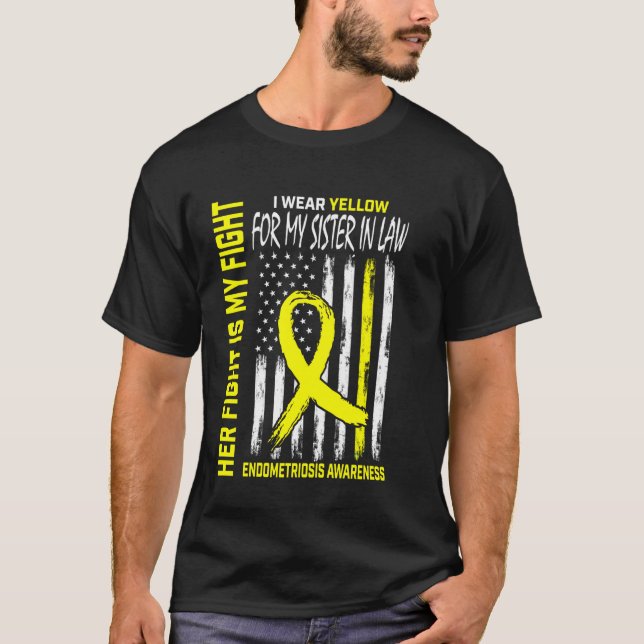 T-shirt Yellow Endometriosis Awareness Sister In Law Flag  (Devant)
