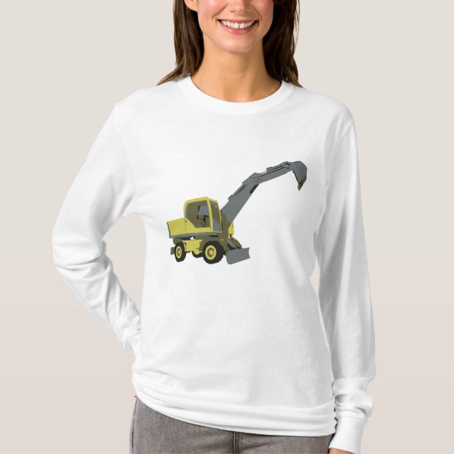 T-shirt Yellow Excavator Construction Machinery (Devant)