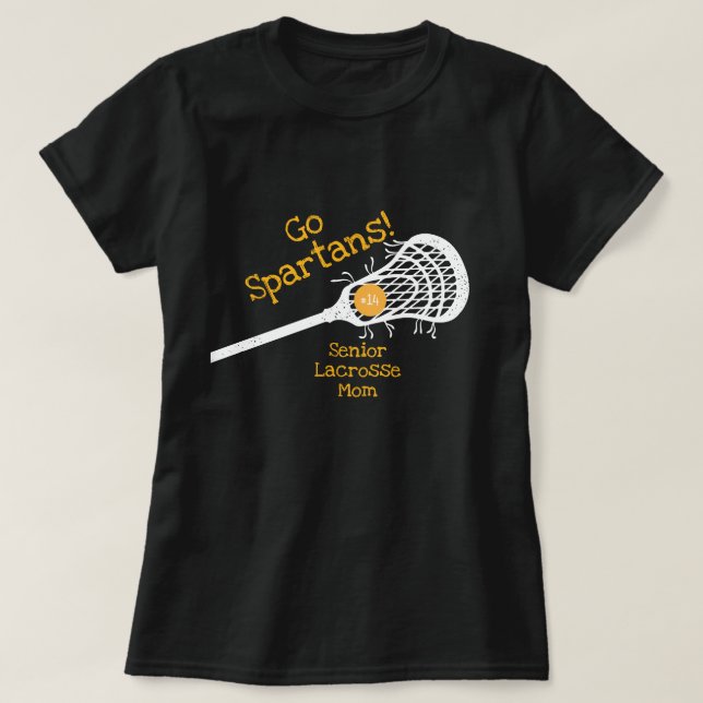T-shirt Yellow Go Team Lacrosse Maman (Design devant)
