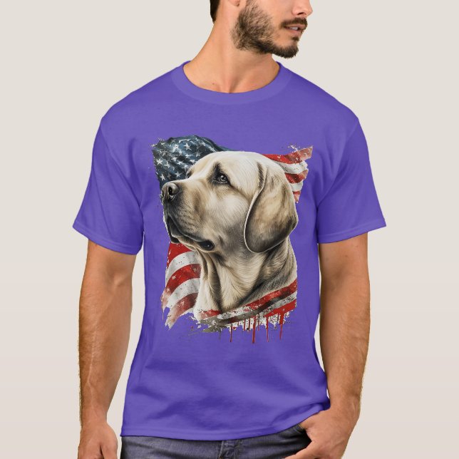 T-shirt Yellow Lab withhe American Flag friends (Devant)