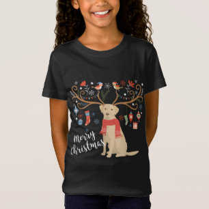 T-Shirt Yellow Labrador Retriever Christmas Chien Lab Xmas