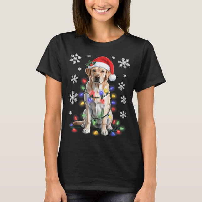 T-shirt Yellow Labrador Retriever Christmas Tree Light Paj (Devant)