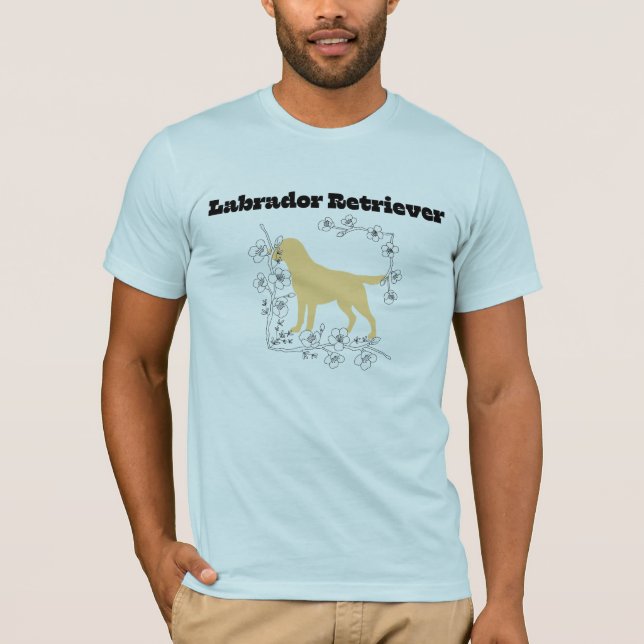 T-shirt Yellow Labrador Silhouette with White Blossom Fram (Devant)