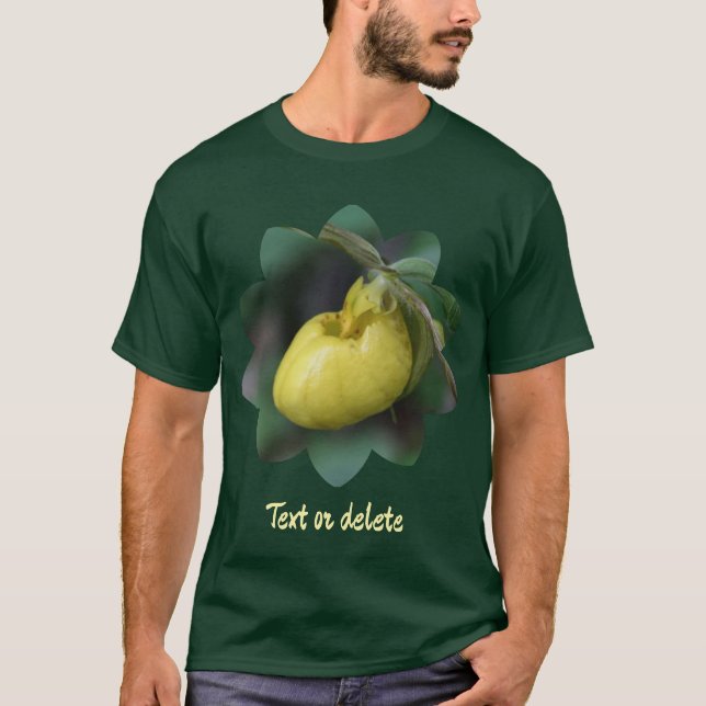 T-shirt Yellow Lady Slipper Orchid Flower Personalized (Devant)