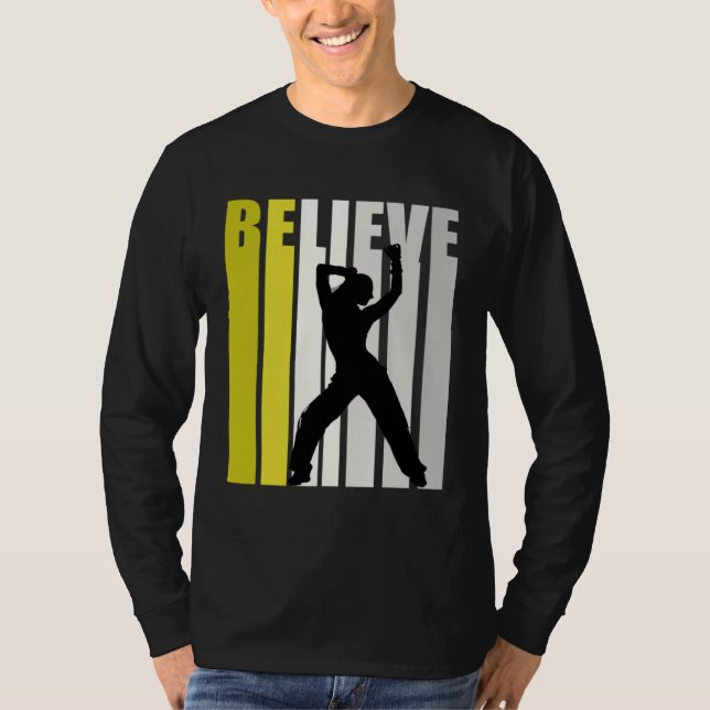 T-shirt Yellow Retro Womens Believe Dance Motivational Ins (Devant)