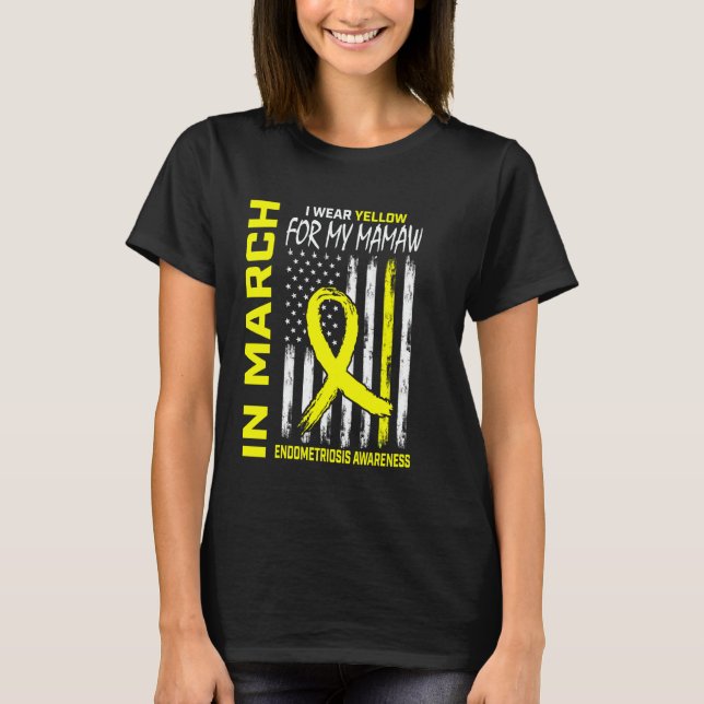 T-shirt Yellow Ribbon Endometriosis Awareness Mamaw Americ (Devant)