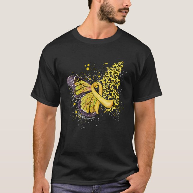 T-shirt Yellow Ribbon Spina Bifida Awareness Dripping Butt (Devant)