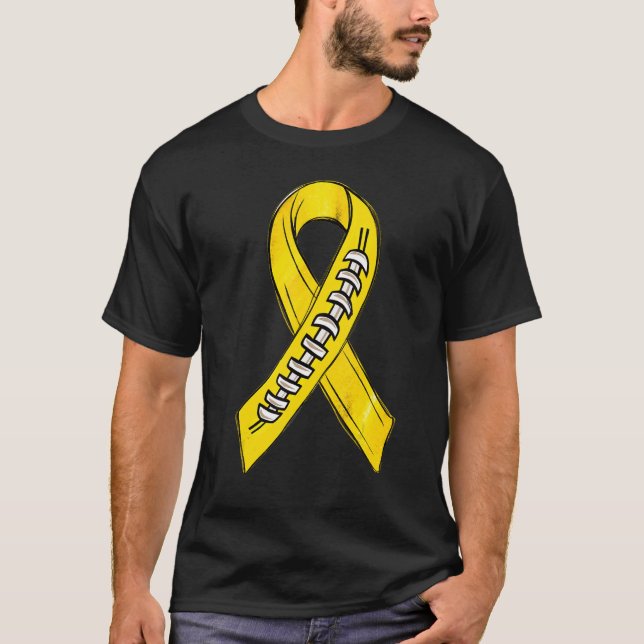 T-shirt Yellow Ribbon Spina Bifida Awareness Month Footbal (Devant)