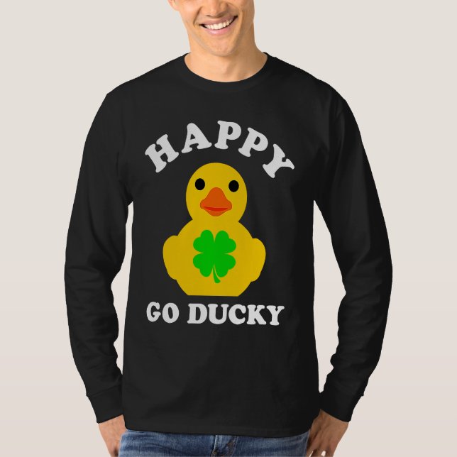 T-shirt Yellow Rubber Duck Happy Go Ducky Funny Pun St Pat (Devant)