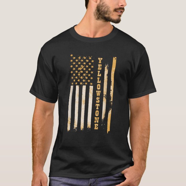 T-shirt Yellow Stone ajustement classique noir avec dessin (Devant)