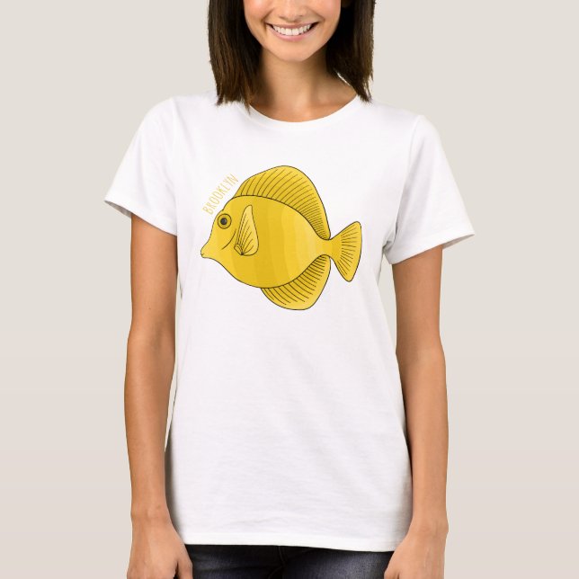 T-shirt Yellow tang fish cartoon illustration (Devant)