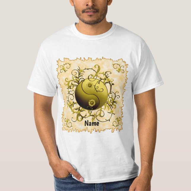 T-shirt Yellow Tribal Yin Yang (Devant)
