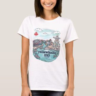 T-shirt Yellowknife NWT Canada Cute Pastel Skyline 