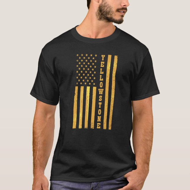 T-shirt Yellowstone Flag USA National Culture Nature Mount (Devant)