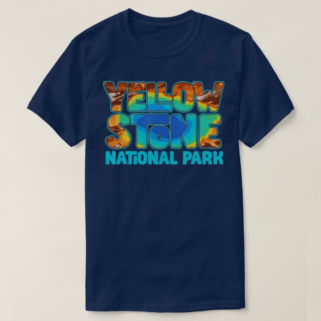 T-shirt Yellowstone Grand Prismatic Hot Spring Retro (Design devant)