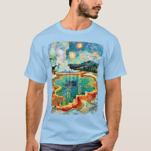 T-shirt Yellowstone Grand Prismatic Van Gogh Texte personn