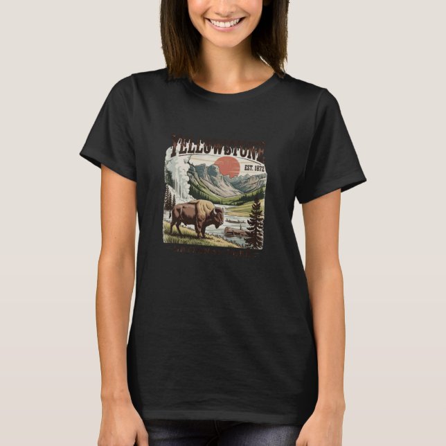 T-shirt Yellowstone National Park Bison Design (Devant)