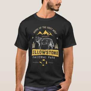 T-shirt Yellowstone National Park T US Wolf Hommes Vintage