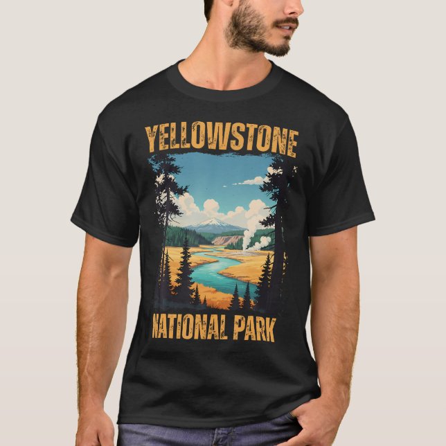 T-shirt Yellowstone National Park Vintage Hiking Camping (Devant)