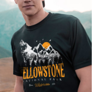 T-shirt Yellowstone National Park Wolf Mountains Vintage