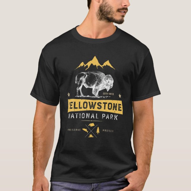 T-shirt Yellowstone Parc national Bison Buffle amé (Devant)