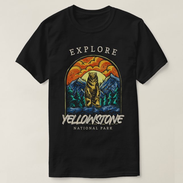 T-shirt Yellowstone US National Park Backpacking Camping H (Design devant)