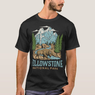 T-shirt Yellowstone US National Park Wolf Bison Bison Vint