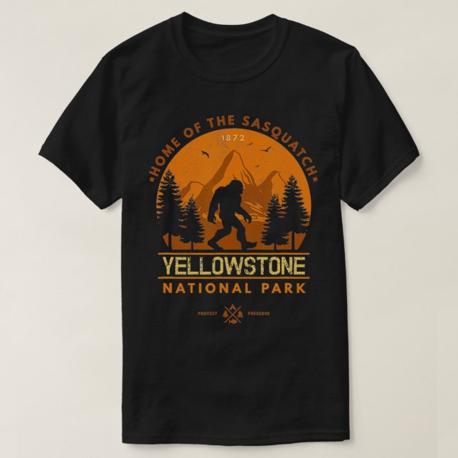 T-shirt Yellowstone Wilderness Wyoming Sasquatch (Design devant)
