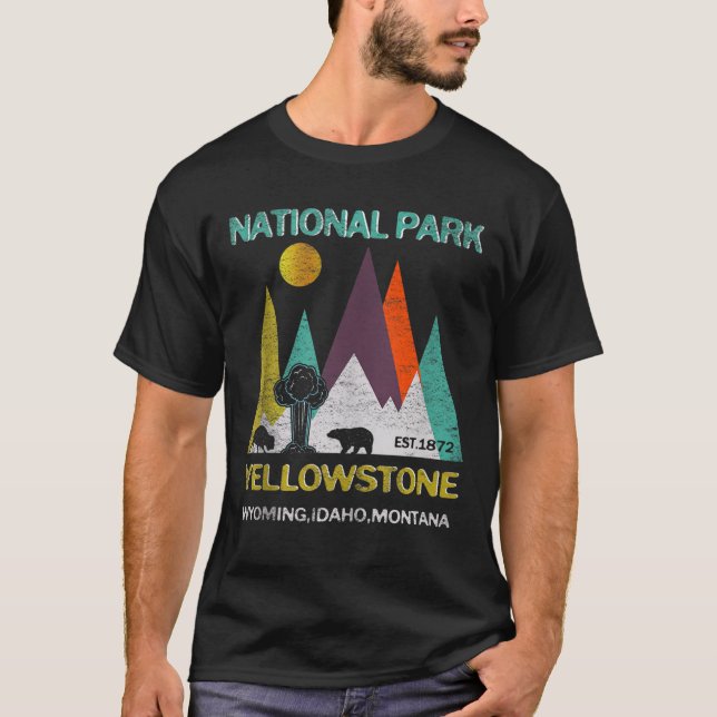 T-shirt Yellowstone Wyoming US National Park Tee Family Va (Devant)