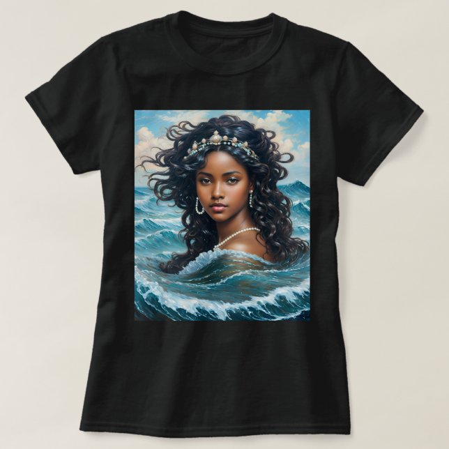 T-shirt Yemaya Orisha Black Woman Goddart (Design devant)