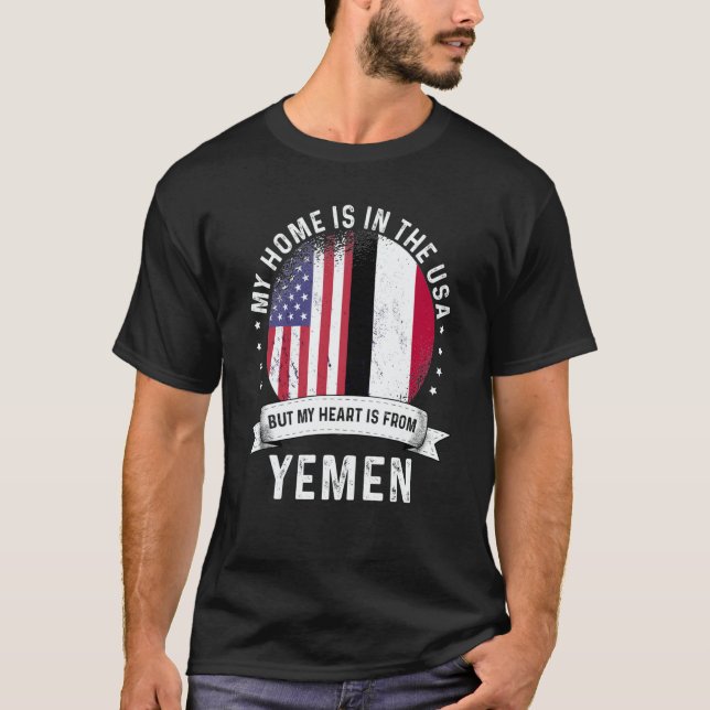 T-shirt Yemeni American Patriot Grown Proud Home USA Flags (Devant)