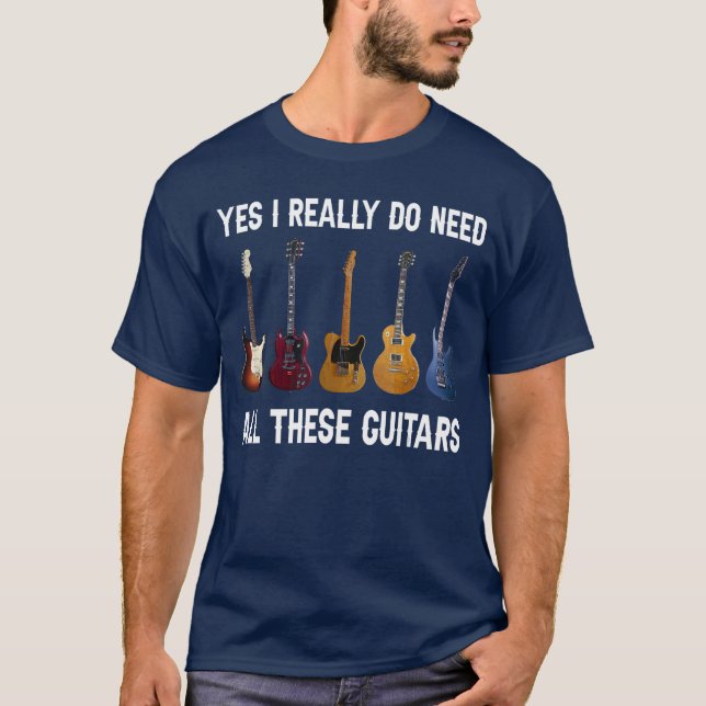 T-shirt Yes I Really Do Need Allhese Guitars friends retro (Devant)