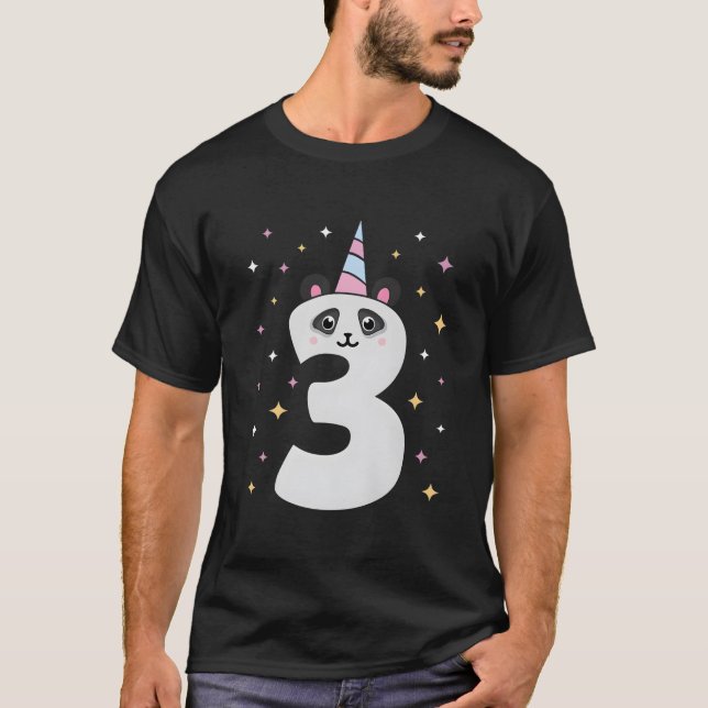 T-shirt Yes I'M 3 Panda Themed 3Rd Py (Devant)