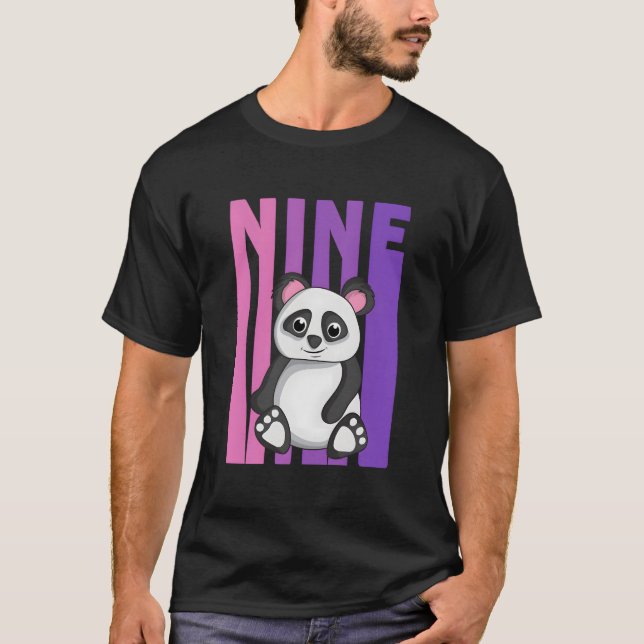 T-shirt Yes I'M 9 Panda Themed 9Th Py (Devant)