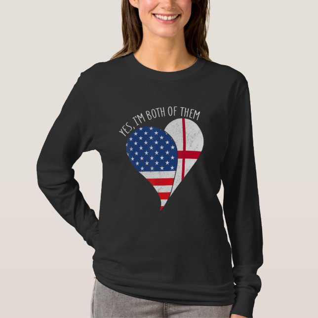 T-shirt Yes, I'm Both Of Them Half American Half England H (Devant)