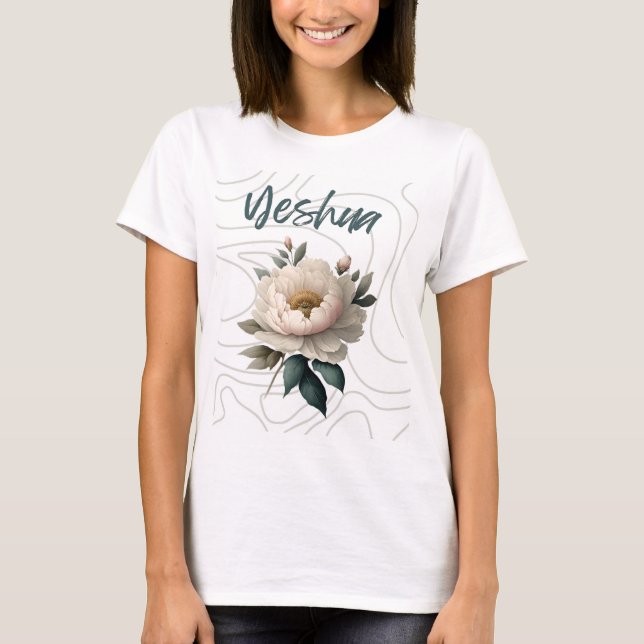 T-shirt Yeshua avec fleur arrière - plan unique (Devant)